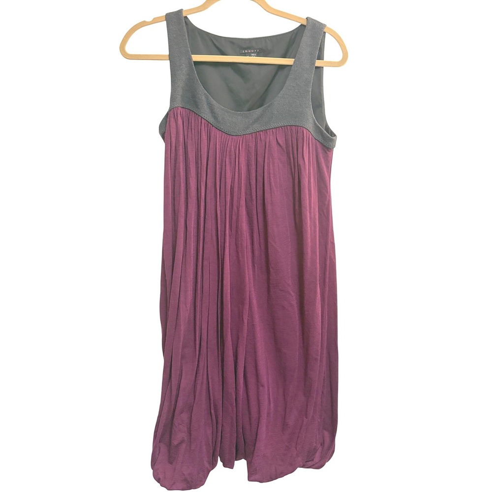 Theory Nissa Freshman Wool Blend Plum Grey Bubble Hem Mini Dress S